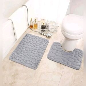 Two piece gray bath mat set